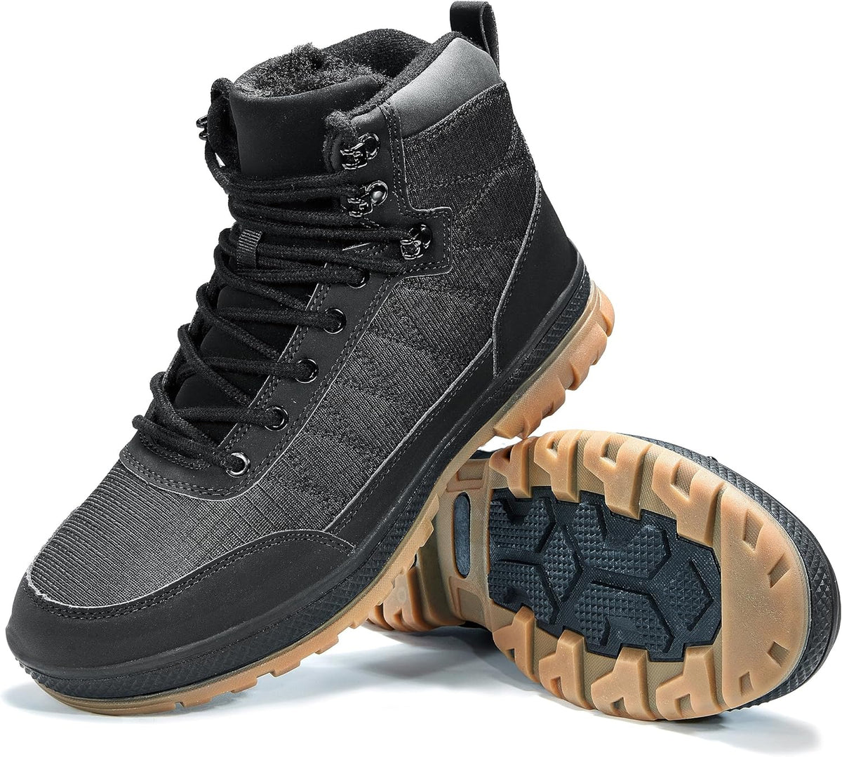 Wondamo Men's Snow Boots Lightweight Waterproof Winter Boots Fur Lined Anti-slip Cold Weather Shoes