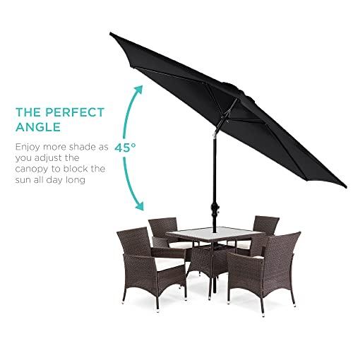Best Choice Products 10ft Outdoor Steel Polyester Market Patio Umbrella w/Crank, Easy Push Button, Tilt, Table Compatible - Black
