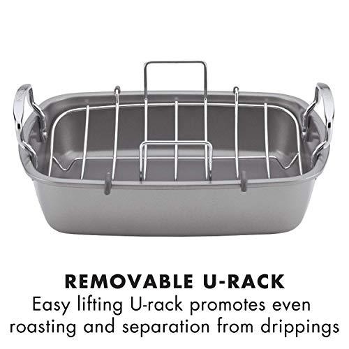 Circulon Nonstick Roasting Pan / Roaster with Rack - 17 Inch x 13 Inch, Gray