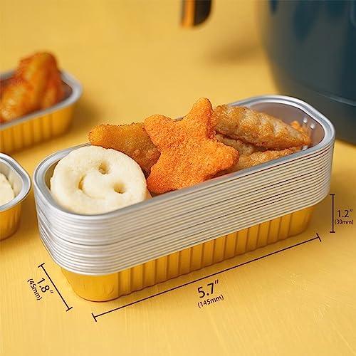 Fodofodo 20PCS Rectangle Mini Loaf Pans With Lids,Mini Cake Pans with Lids,Disposable Ramekins Baking Cups Muffin Tins Cupcake Cups for Wedding Birthday Party,6.8oz(Pink)