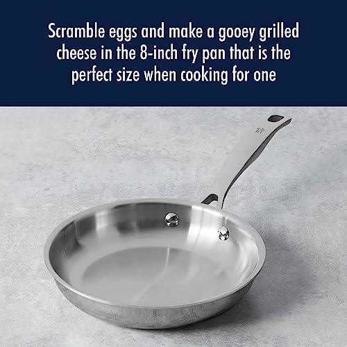 HENCKELS Clad H3 8-inch Induction Frying Pan with Lid, Stainless Steel, Durable and Easy to clean