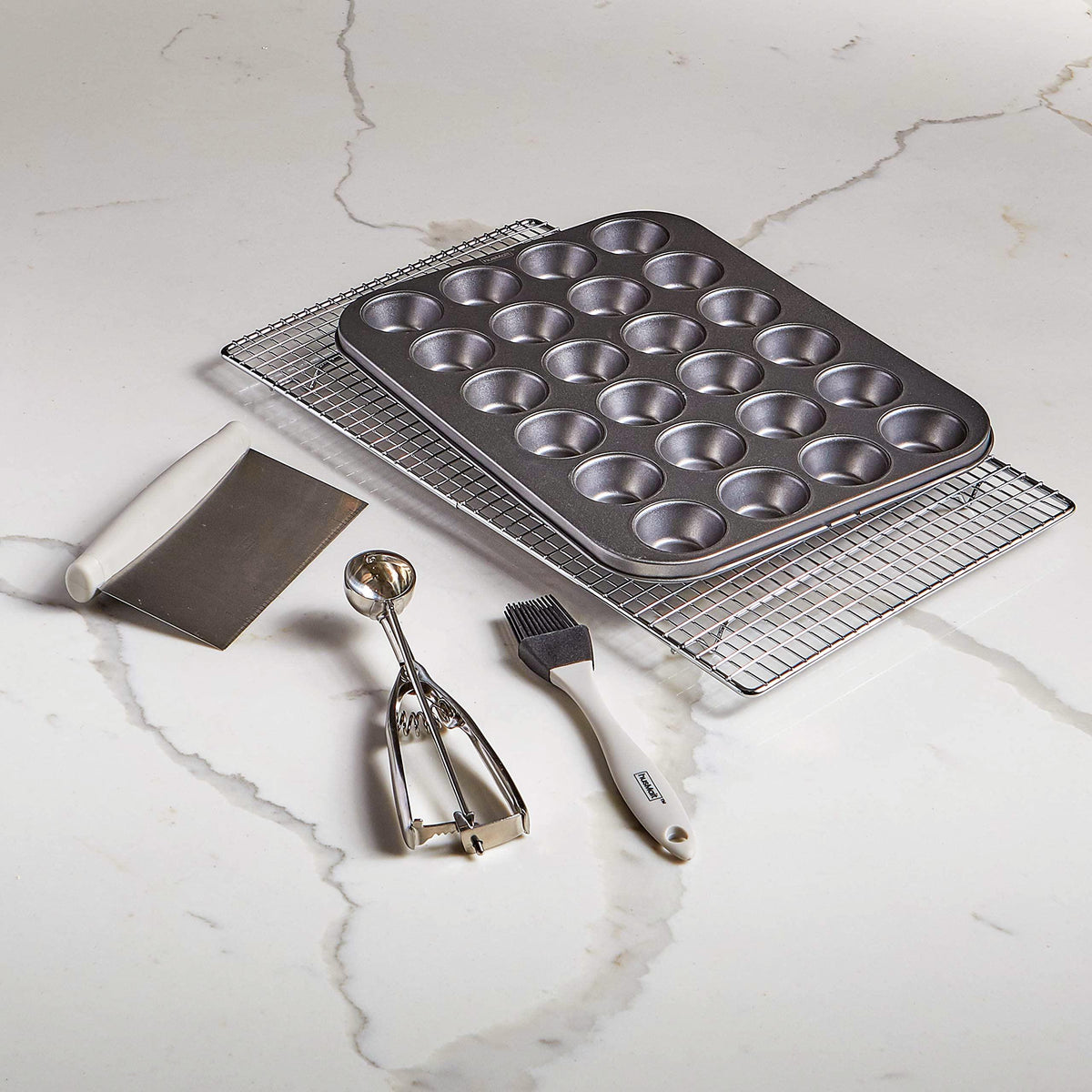 husMait 24 Cup Mini-Muffin Pan - Premium Non Stick Kitchen Cupcake Pan for Baking Mini Cupcakes, Small Muffins, and Tarts
