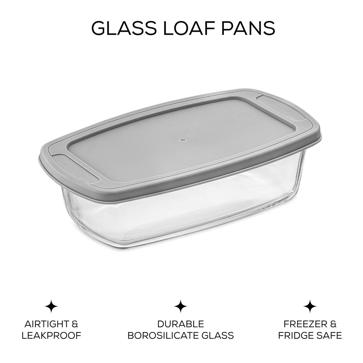 JoyJolt Glass Loaf Pan with Lid. 3pc Bread Pan Set, Rectangular, 1.9 Quart Loaf Pans for Baking Bread, Bread Storage Container, Lasagna Pan Deep, Meatloaf Pan, Banana Bread Loaf Pan