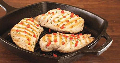 Lodge L8SGP3 Cast Iron Square Grill Pan, Pre-Seasoned, 10.5 Inch, Black