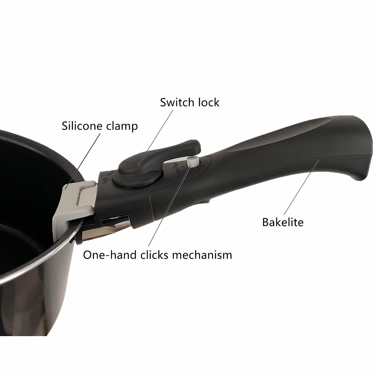 lzteck Twins Pack Detachable Handle 2 Sets Removable Handle Black, Clip Handle, Universal Detachable Handle, Replacement Handle, Pot Woks Frying Pan Stockpot Handle,Anti-Scalding