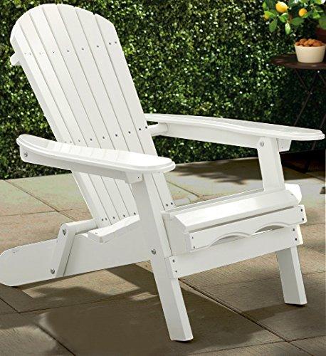 Merry Garden Foldable Wooden Adirondack Chair, Outdoor, Garden, Lawn, Deck Chair, White