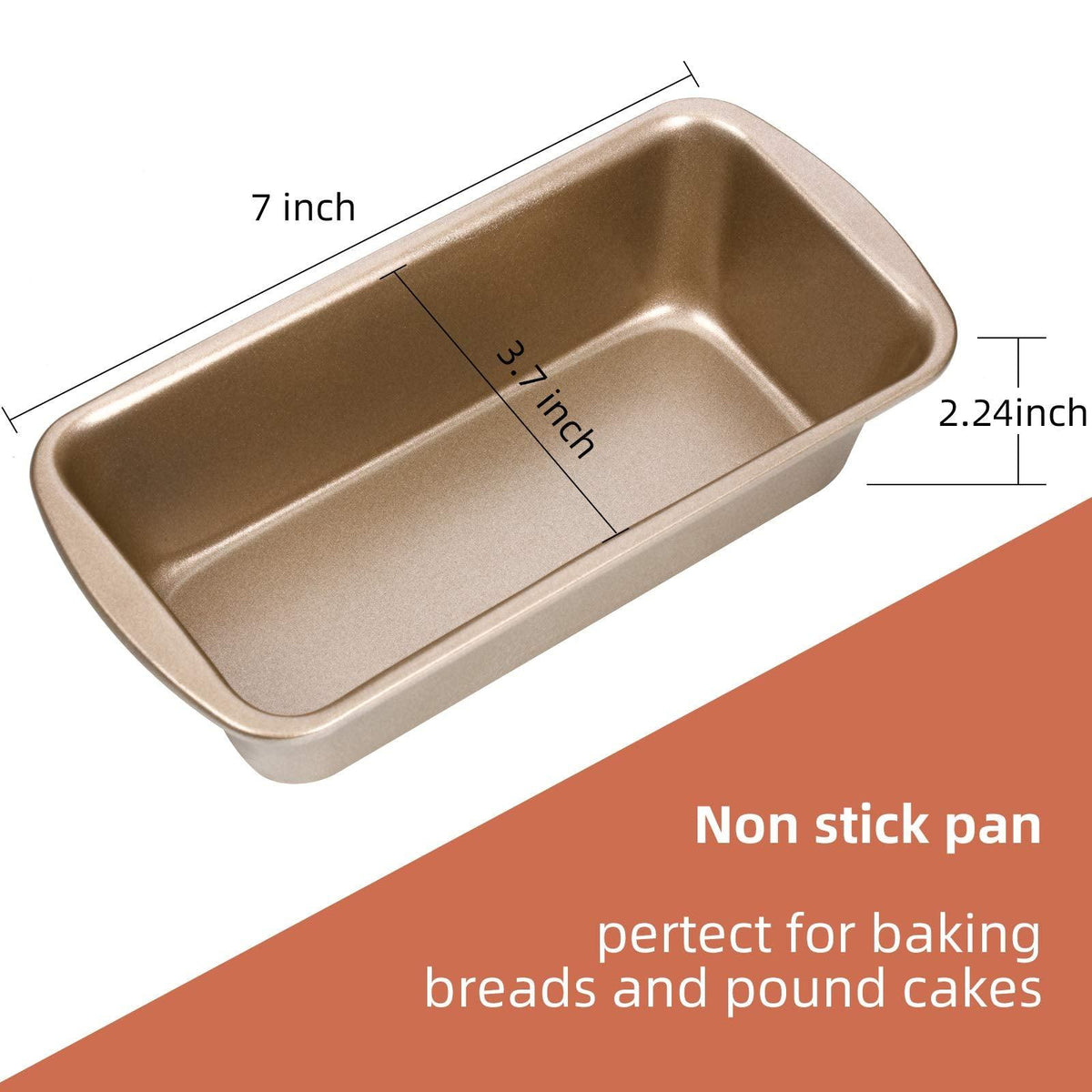 Non-Stick Loaf Pan Set, 4 Pieces Toast Baking Mold, Rectangle Baking Tray for Oven Baking (7.2 x 3.7 Inches)