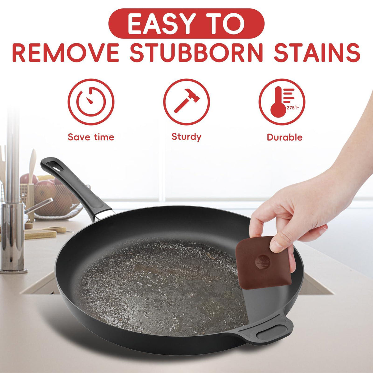 Pan Scraper, 5 Pcs Pot Scraper, Pan Scraper Plastic, Multifunctional Scraper Tool for Kitchen, Non-Slip, Food Safe, High Heat Resistant