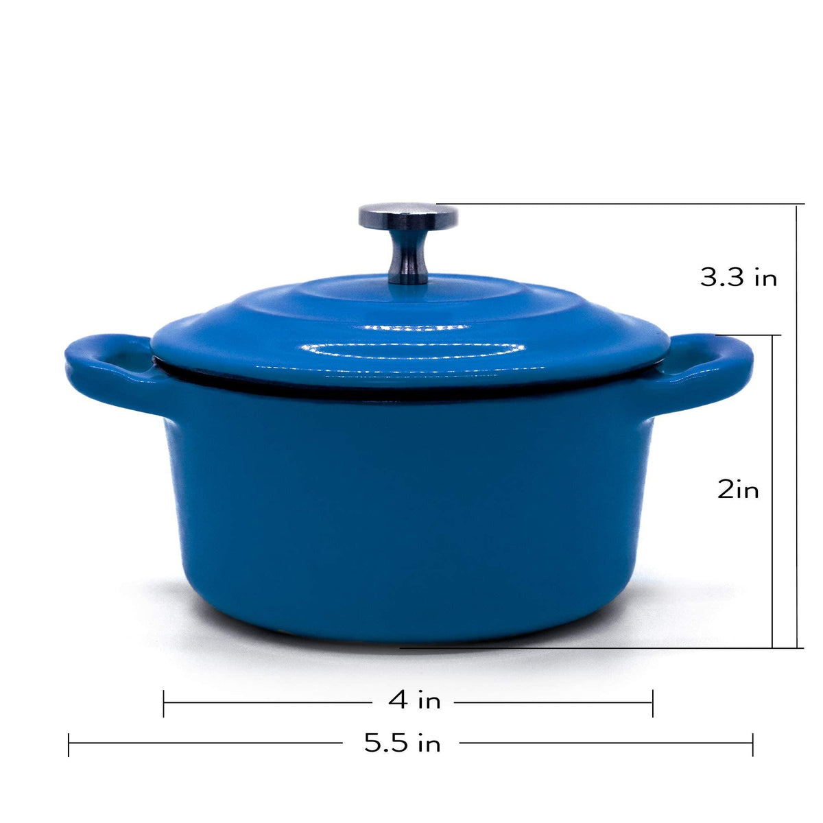 RJ Legend 8.5 oz. Mini Cocotte with Lid, Set of 3 Small Dutch Oven for Baking, Enameled Cast Iron Ramekin, 0.25 Quart, Blue/Green/White, 3pcs