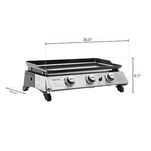 Royal Gourmet PD1300 Portable 3-Burner Propane Gas Grill Griddle,Black 23.6 Inch