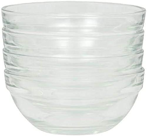 Set of 4 Stackable 3.5-Inch Serving/Mixing Prep Clear Glass Bowls.
