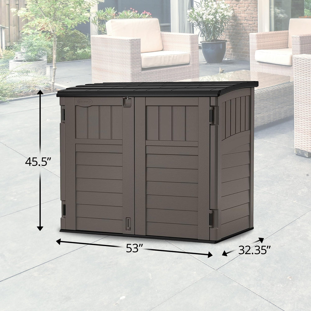 Suncast 34 Cu. Ft. Horizontal Shed for Outdoor Storage w/Locking System, Stoney/Black