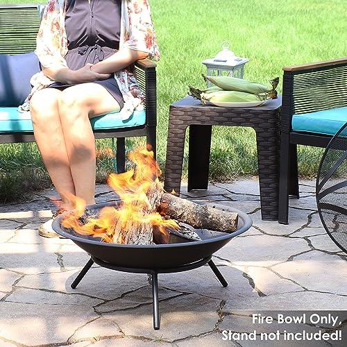 Sunnydaze Steel Replacement Fire Bowl for DIY or Existing Fire Pits - Black High-Temperature Paint Finish - 23-Inch