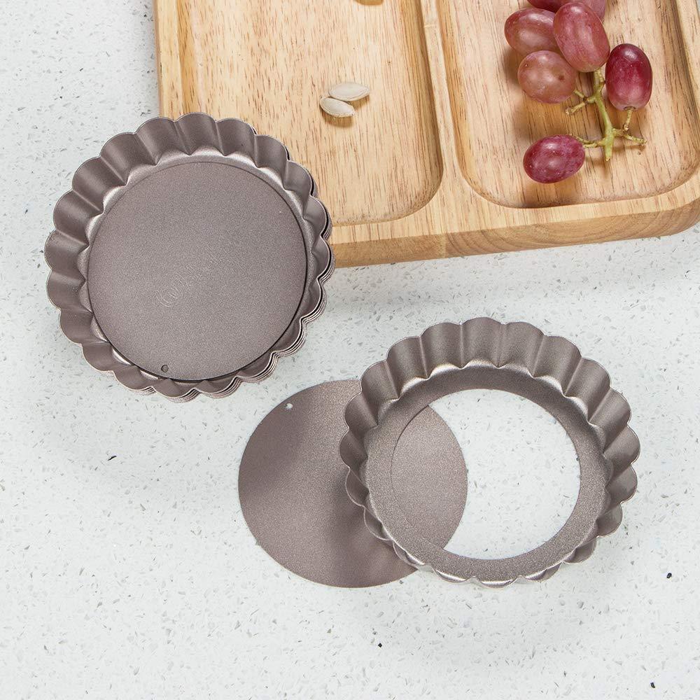 Webake 4 Inch Mini Tart Pan Set of 6, Non-Stick Small Tart Mold Quiche Pans with Removable Bottom Mini Tart Tins