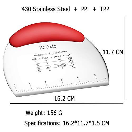 1 pcs Dough Pastry Scraper Chopper/Stainless Steel Dough Scraper Cutter with Ergonomic Rubber Non-Slip Grip/Dough Scraper Cutter/Pro Pastry Pizza Cutter Chopper (Red)