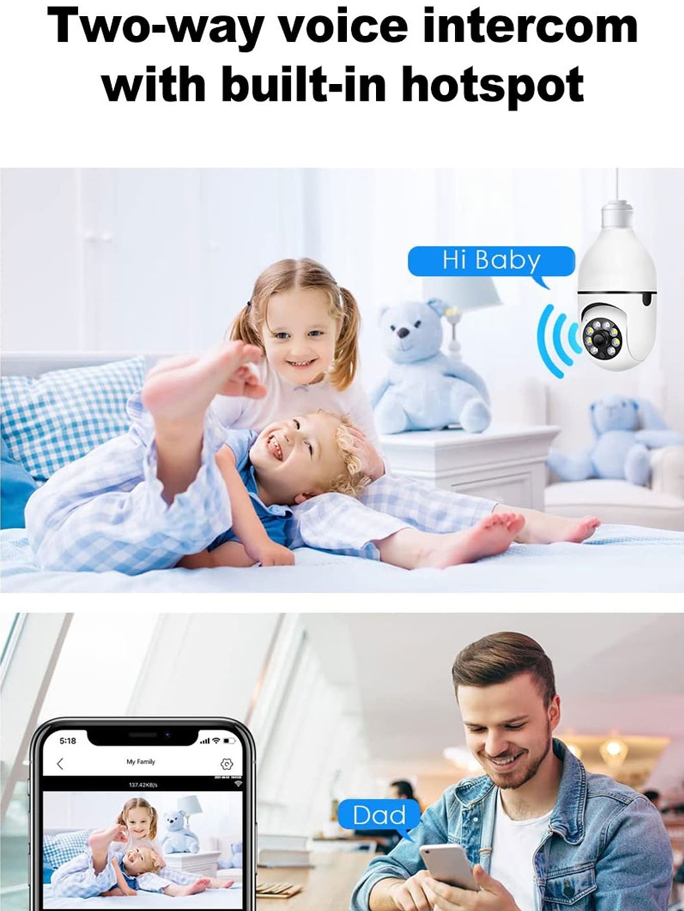 WESECUU 2K Light Bulb Camera