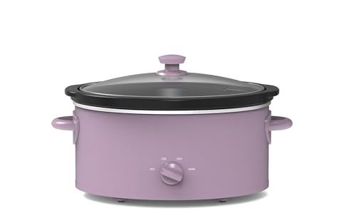Slow Cooker 6 Quart Large Capacity Three Temperature Settings, Lilac Flower for Home Cooking and Meal Preparation