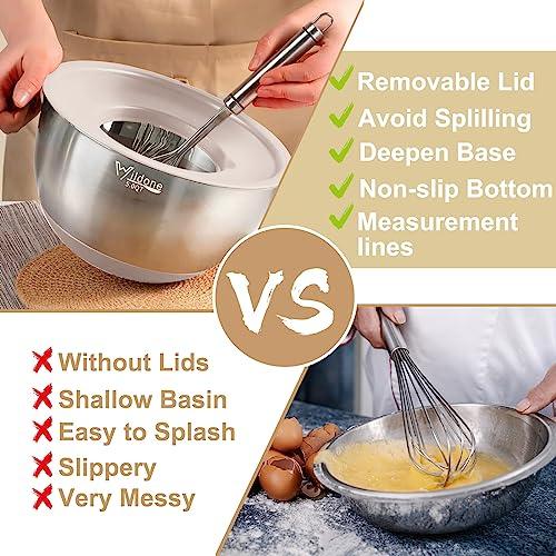 27-Piece Stainless Steel Nesting Mixing Bowl Set with Lids, Graters, Measurement Marks