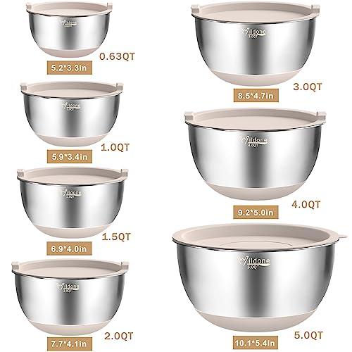 27-Piece Stainless Steel Nesting Mixing Bowl Set with Lids, Graters, Measurement Marks