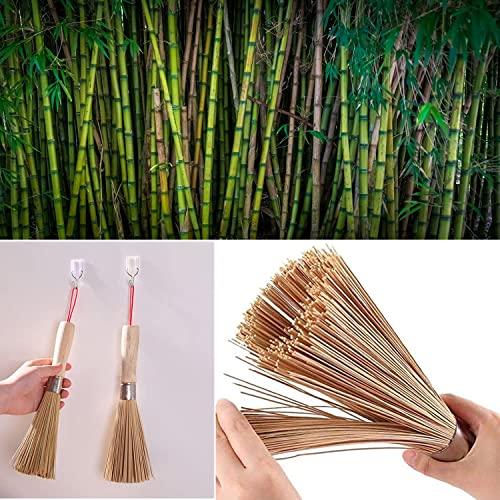 2Pack Traditional Natural Bamboo Wok Brushes , Kitchen Cleaning Brush, Bamboo Kitchen pan Brush, for Cleaning Dishes, Cast Iron Pots, Pans, Vegetables and Sink。