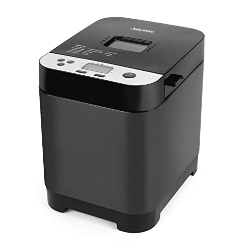 AROMA® 1.5lbs. Digital Bread Maker with Crust Customization, Clear-View Lid, and Nonstick Baking Pan, Black (ABM-250)