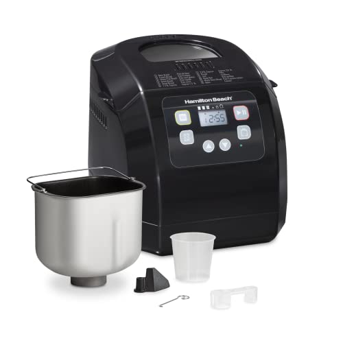 Hamilton Beach Automatic Bread Maker Machine, Digital, Programmable, 12 Settings + Gluten Free, PFAS-Free Nonstick Pan + Kneading Paddle, 2 lb Capacity, Black