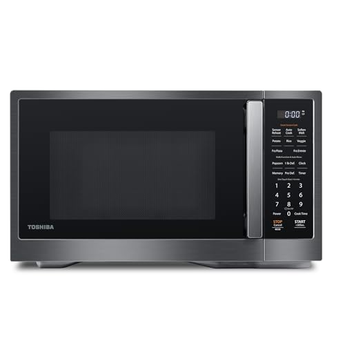 TOSHIBA ML4-EM12PA(BS) Countertop Microwave Oven with Stylish Design As Kitchen Essentials, Smart Sensor, 13 Auto Menus&Mute Function, 1.2 Cu Ft with 12.4" Turntable, 1000W, Black Stainless Steel