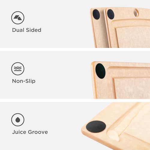 Epicurean All-In-One Cutting Board with Non-Slip Feet and Juice Groove, 17.5" × 13", Natural/Black