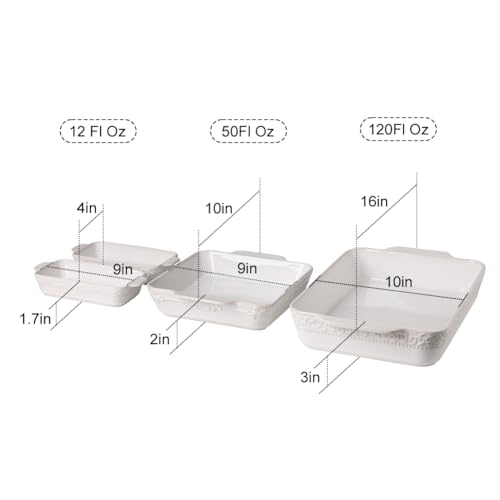 Sweejar Ceramic Bakeware Set of 4, Casserole Dishes for Oven, Rectangular Baking Dish with Handles, Lasagna Pans Deep for Cooking, Gratin, Roasting, Banquet and Daily Use (Navy)