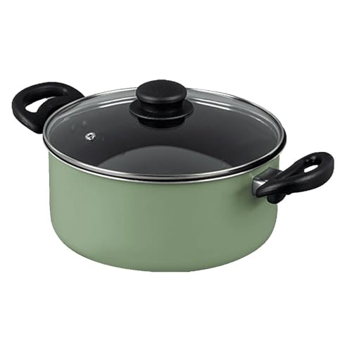 CLMSTE Black 7 Piece Non Stick Aluminium, Pots and Pans Cookware Set (Green Sage)