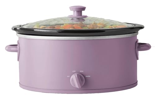 Slow Cooker 6 Quart Large Capacity Three Temperature Settings, Lilac Flower for Home Cooking and Meal Preparation