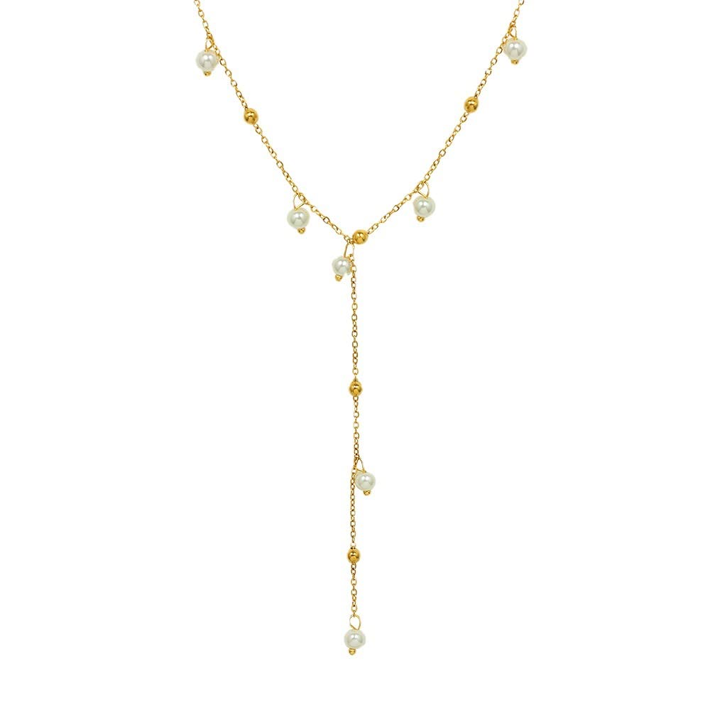18K Gold Pearl Pendant Necklace, Freshwater Pearl Y-shaped Necklace, Women's Day, Birthday Gift for Wife, Girlfriend (style two, 18K)