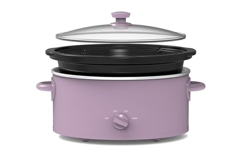 Slow Cooker 6 Quart Large Capacity Three Temperature Settings, Lilac Flower for Home Cooking and Meal Preparation