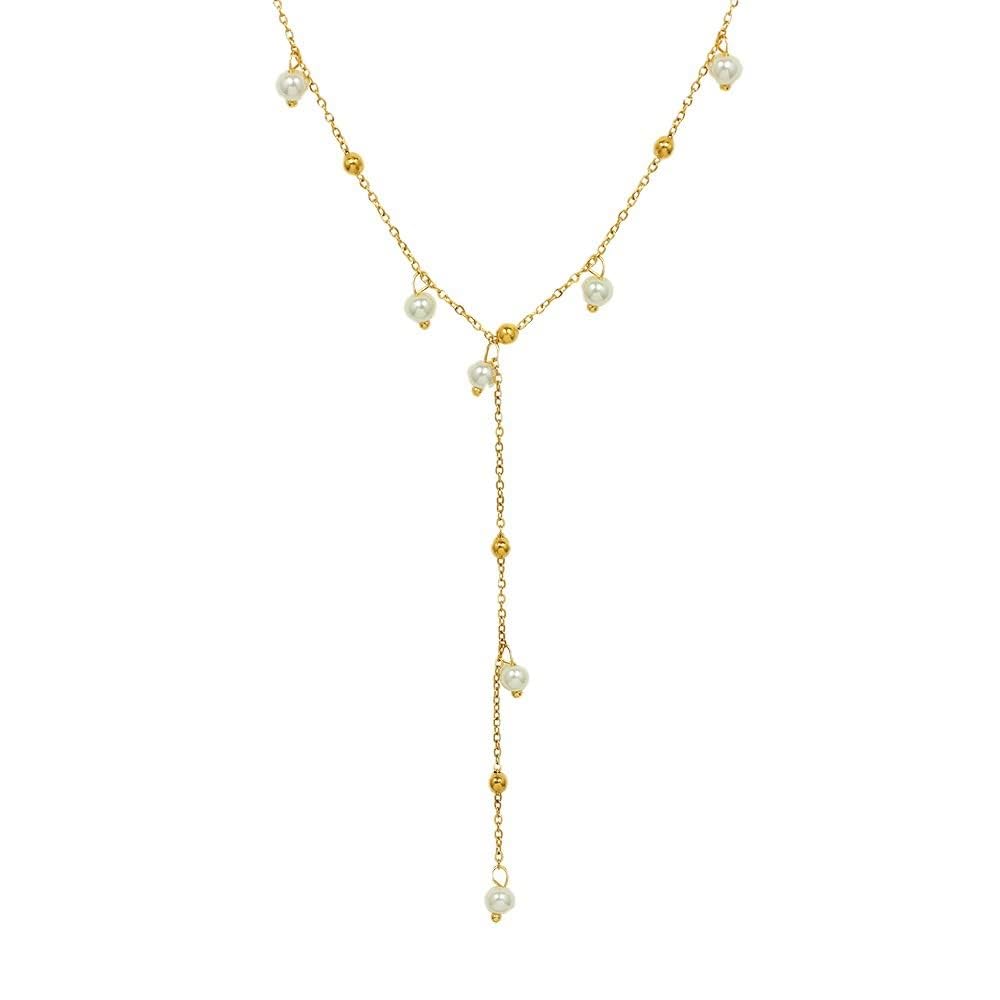 14K Gold Pearl Pendant Necklace, Freshwater Pearl Y-shaped Necklace, Women's Day, Birthday Gift for Wife, Girlfriend (style two, 14K)