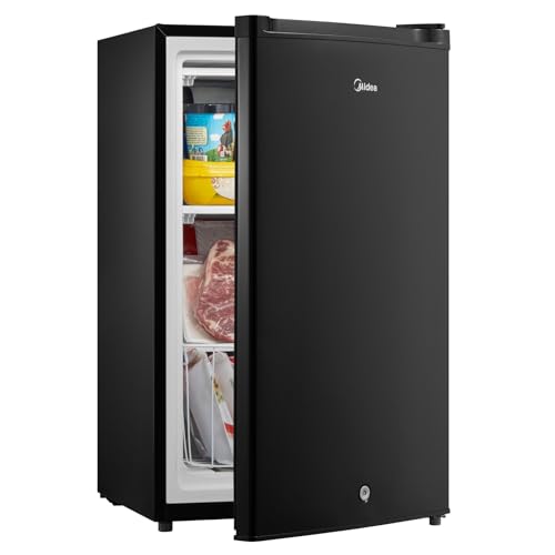 Midea MRU03M2ABB Upright Freezer, 3.0 Cubic Feet Mini Freezer, For Kitchen Apartment Office Basement or Dormitory, Black