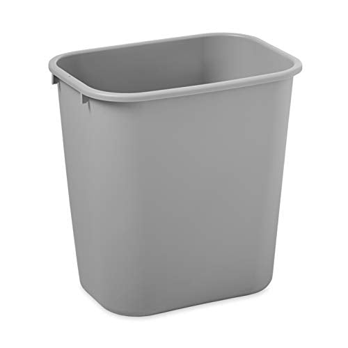Rubbermaid Commercial Products Wastebasket/Trash Can, 7-Gallon/28-Quart, Gray, Plastic, for Bedroom/Bathroom/Office, Fits Under Desk/Sink/Cabinet, Pack of 12