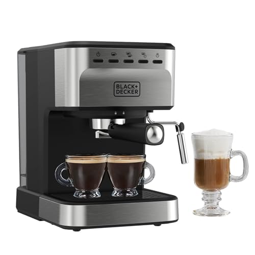 Black+Decker Semi-Automatic 15 Bar Espresso and Cappuccino Maker, Versatile Machine with Ability to use Grounds or ESE Pods to Make Your Perfect Cup of Coffee
