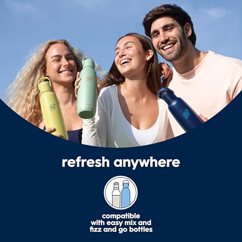 SodaStream - E-TERRA Soda Maker | VALUE BUNDLE | 3 Automatic Carbonation Levels | Includes 2x CO2 Cylinders, 3x 32 Fl Oz Dishwasher Safe Bottles, 2x Bubly Fruit Flavor Drops, 1x Power Adapter | Black