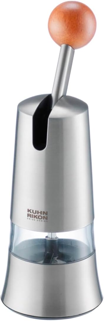 Kuhn Rikon Epicurean Adjustable Ratchet Grinder with Ceramic Mechanism for Salt, Pepper and Spices, 8.5 x 2.75 inches, Stainless Steel