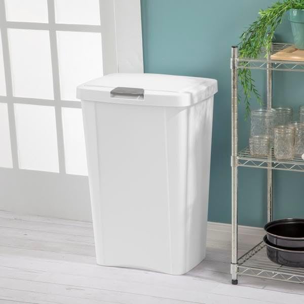 STERILITE 10458004 Touch Can, White, 13 Gallon