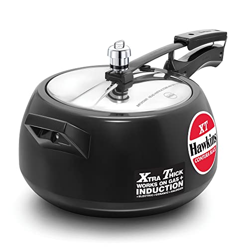 Hawkins Contura Hard Anodized Induction Compatible Extra Thick Base Pressure Cooker, Black, 5L