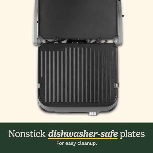 Cuisinart Electric Griddler FIVE Countertop Grill, Enjoy 5-in-1 Functions Including Panini Press, LCD Display, Wide Temperature Range, and Sear Function, Nonstick Plates, GR-5NAS, Stainless Steel