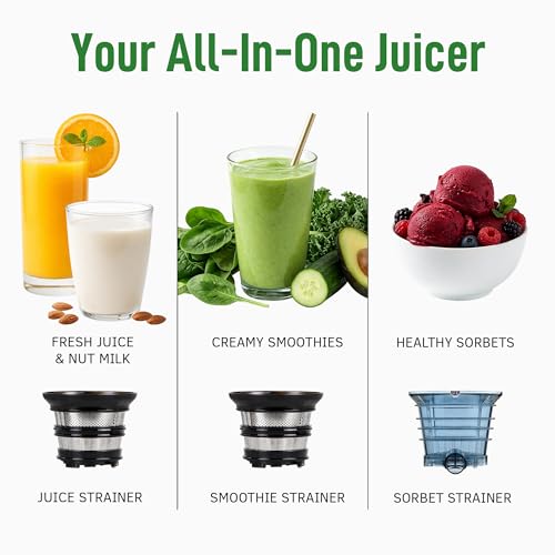 Kuvings AUTO10 Cold Press Juicer Machine – Self-Feeding for Hands-Free Use – Easy to Clean, Quiet 240W Motor, 100 oz Large Masticating Juicer – Designed for Silky Juice with Low Pulp – Silver