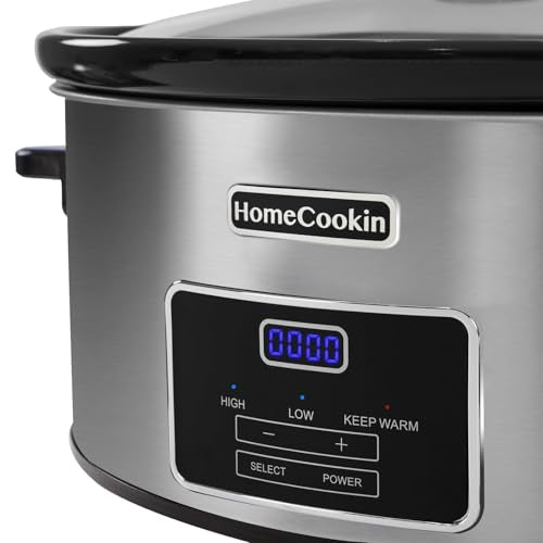 8-Quart Digital Programmable Slow Cooker with Timer - Small Kitchen Appliance for Family Dinners - Serves 10+ People - Heat Settings: Keep Warm, Low and High