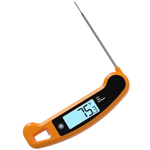 Lavatools Javelin® PRO Duo Ultra-Fast 2-Second Professional Digital Instant Read Meat Thermometer for Grill and Cooking, Auto-Rotating Backlit Display, IP65 Water Resistant, NSF Certified – Tangerine