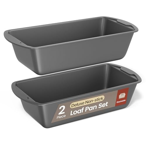 Loaf Pan Set 2-Piece - Deluxe Nonstick Carbon Steel Bakeware for Perfect Bread and Cakes – Dishwasher Safe, Premium Pans for Home Baking