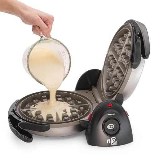 Presto 03510 Ceramic FlipSide Belgian Waffle Maker, Nonstick, Cool Touch Handles, Black