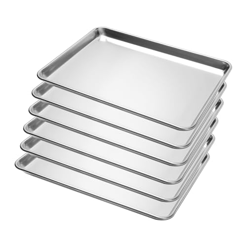 BIEAMA 6 Pack Half Size Baking Sheet Pan Aluminum Commercial Pan for Oven Freezer Bakery Hotel Restaurant 18" × 13"