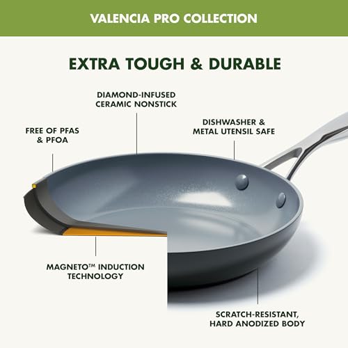 GreenPan Valencia Pro Hard Anodized Healthy Ceramic Nonstick 5QT Stock Pot with Lid, PFAS-Free, Induction, Dishwasher Safe, Oven Safe, Gray