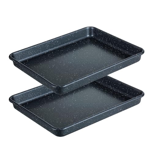 Walooza 11 Inch Nonstick Baking Sheets Set of 2, Carbon Steel Cookie Sheets for Baking, Heavy Duty & Stackable Baking Pans for Oven, Non Toxic & Easy Clean, 11x9 Inch Baking Trays